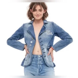 NWT Sandrine Rose x Free People Jean Jacket Small Unicorn MSRP $248